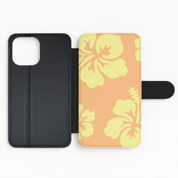 Orange And Yellow Hawaiian Flowers Pattern Flip Phone Case