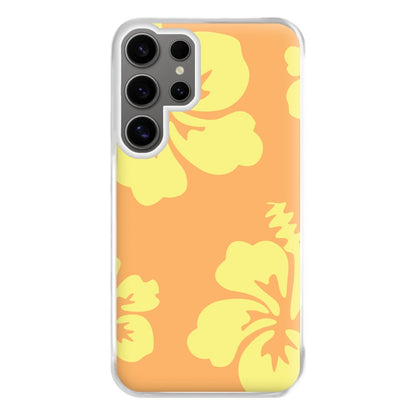 Orange And Yellow Hawaiian Flowers Pattern Phone Case for Galaxy S24 Ultra