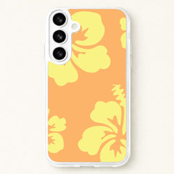 Orange And Yellow Hawaiian Flowers Pattern Phone Case for Galaxy S26 Plus