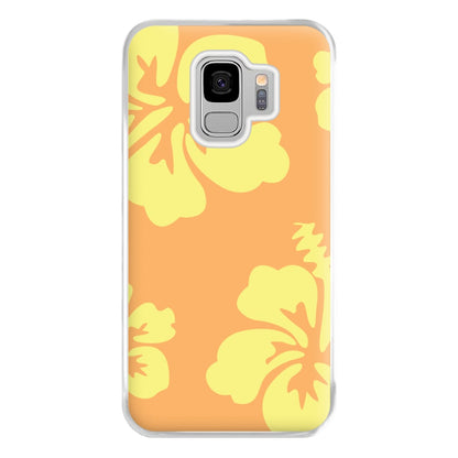Orange And Yellow Hawaiian Flowers Pattern Phone Case for Galaxy S9 Plus