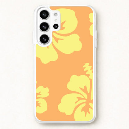 Orange And Yellow Hawaiian Flowers Pattern Phone Case for Galaxy S26 Ultra