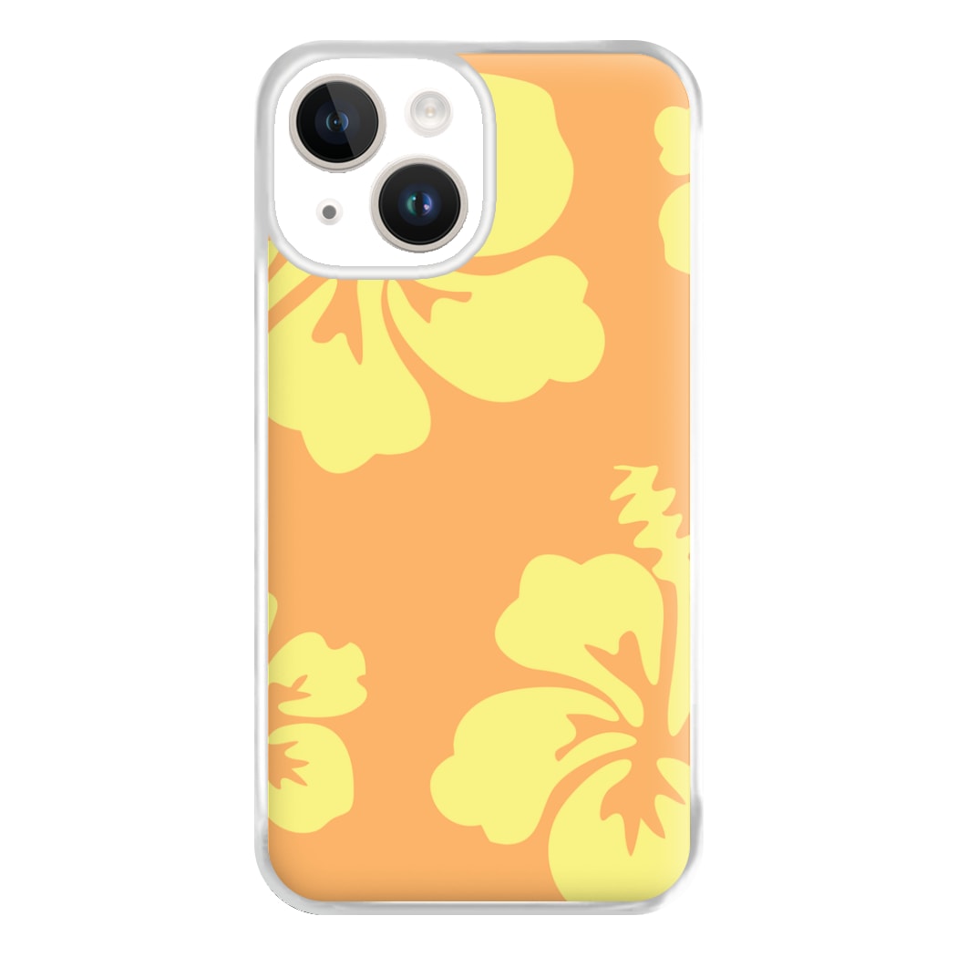 Orange And Yellow Hawaiian Flowers Pattern Phone Case for iPhone 14