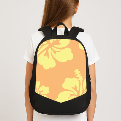 Orange And Yellow Hawaiian Flowers Pattern Large School Bag