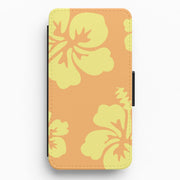 Orange And Yellow Hawaiian Flowers Pattern Flip / Wallet Phone Case 1