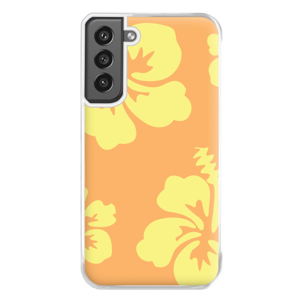 Orange And Yellow Hawaiian Flowers Pattern Phone Case for Galaxy S21FE