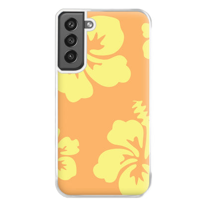 Orange And Yellow Hawaiian Flowers Pattern Phone Case for Galaxy S21FE