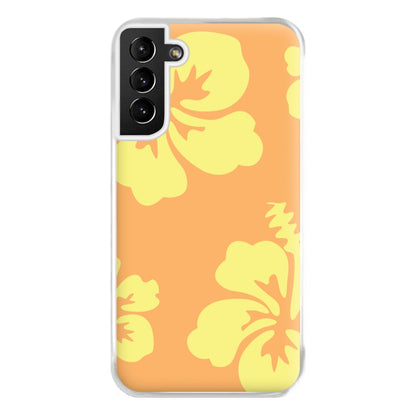 Orange And Yellow Hawaiian Flowers Pattern Phone Case for Galaxy S21 Plus