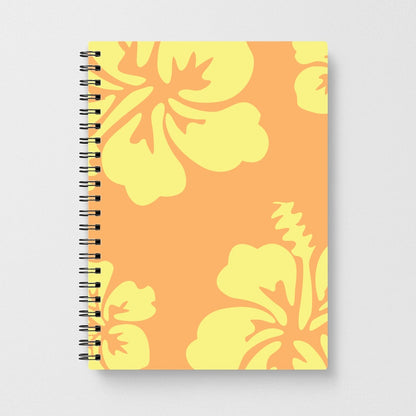 Orange And Yellow Hawaiian Flowers Pattern Notebook