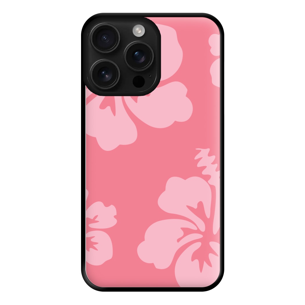 Pink Hawaiian Flowers Pattern Phone Case for iPhone 16 Pro Max