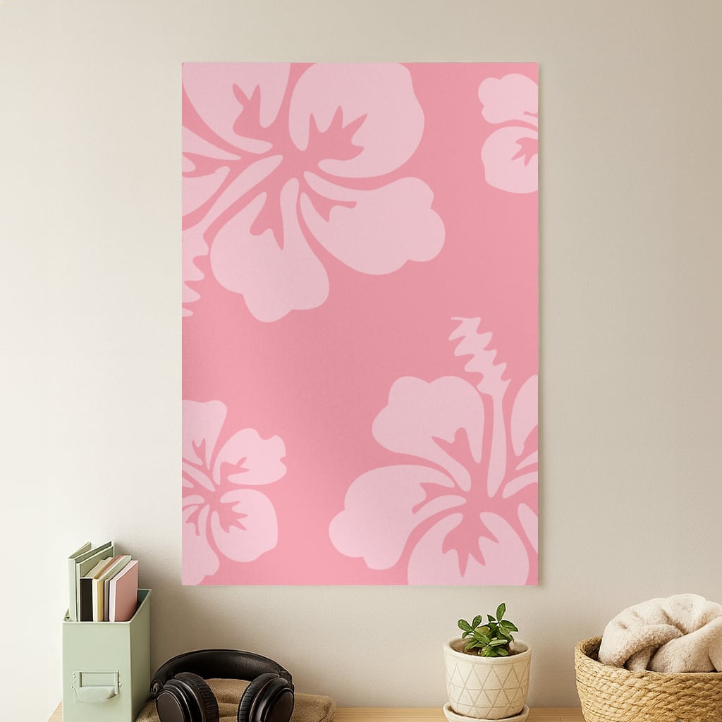 Pink Hawaiian Flowers Pattern Poster