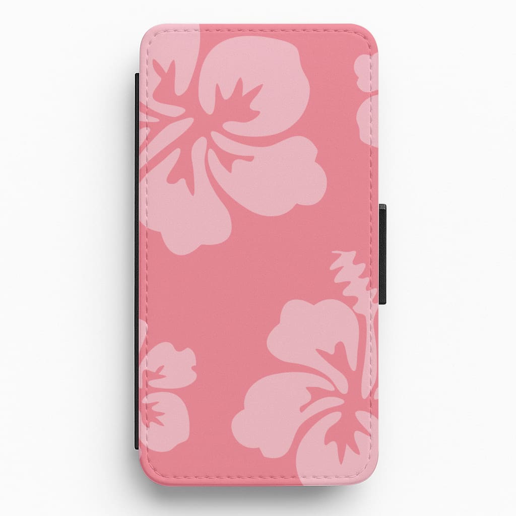 Pink Hawaiian Flowers Pattern Flip / Wallet Phone Case