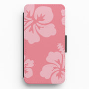 Pink Hawaiian Flowers Pattern Flip / Wallet Phone Case 1