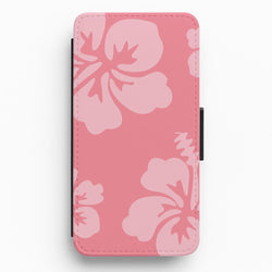 Pink Hawaiian Flowers Pattern Flip / Wallet Phone Case