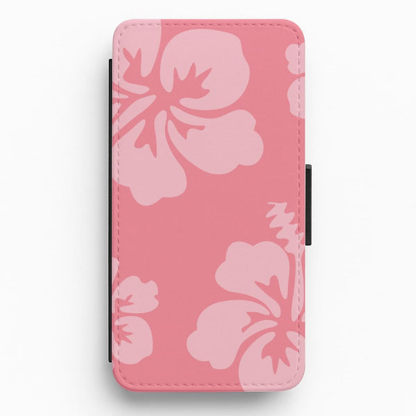 Pink Hawaiian Flowers Pattern Flip / Wallet Phone Case