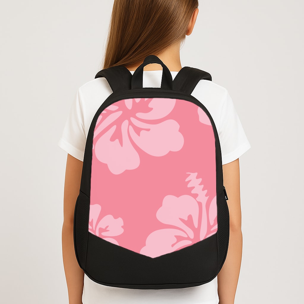 Pink Hawaiian Flowers Pattern Large School Bag
