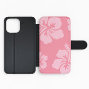 Pink Hawaiian Flowers Pattern Flip / Wallet Phone Case 2