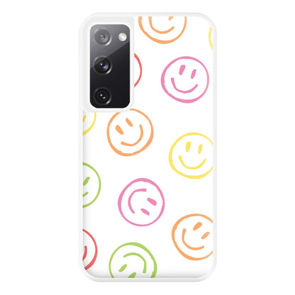 Colourful Sketched Smileys Pattern Phone Case for Galaxy S20FE