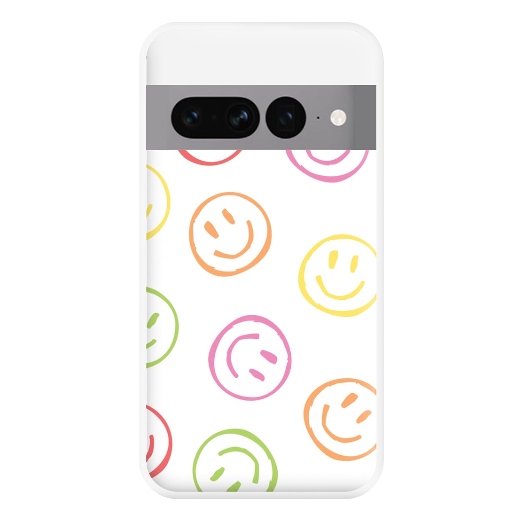 Colourful Sketched Smileys Pattern Phone Case for Google Pixel 7 Pro