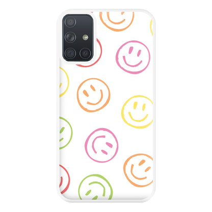 Colourful Sketched Smileys Pattern Phone Case for Galaxy A71