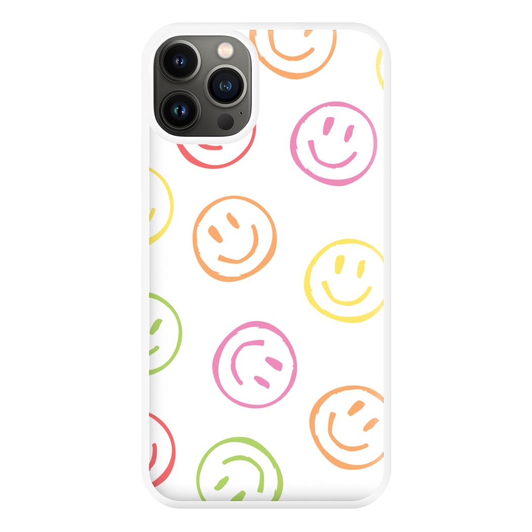 Colourful Sketched Smileys Pattern Phone Case for iPhone 13