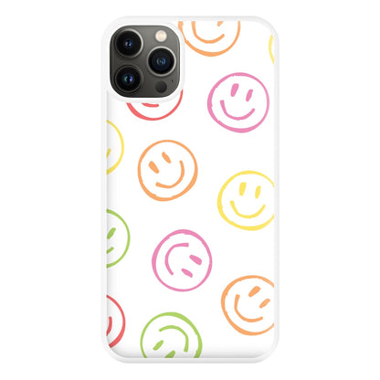 Colourful Sketched Smileys Pattern Phone Case for iPhone 13