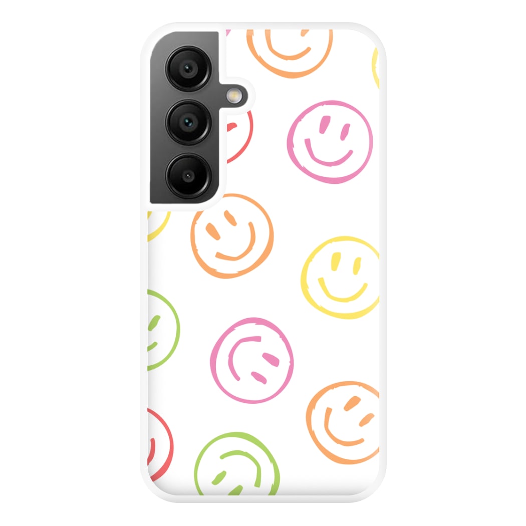 Colourful Sketched Smileys Pattern Phone Case for Galaxy A56