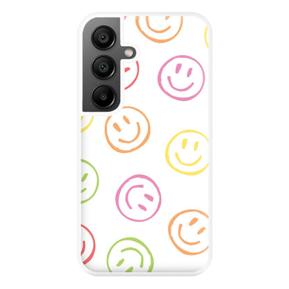 Colourful Sketched Smileys Pattern Phone Case for Galaxy A56