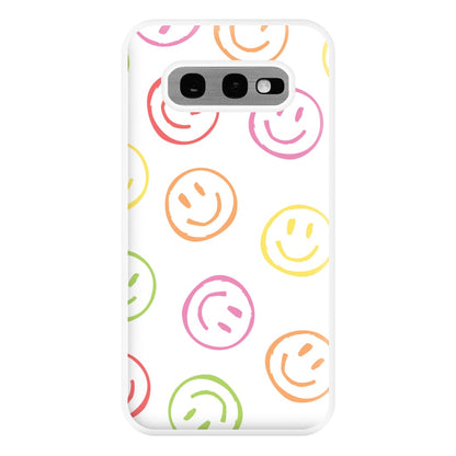Colourful Sketched Smileys Pattern Phone Case for Galaxy S10e