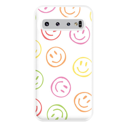 Colourful Sketched Smileys Pattern Phone Case for Galaxy S10 Plus