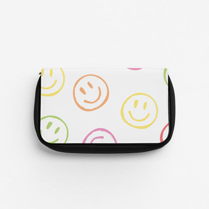 Colourful Sketched Smileys Pattern Pencil Case