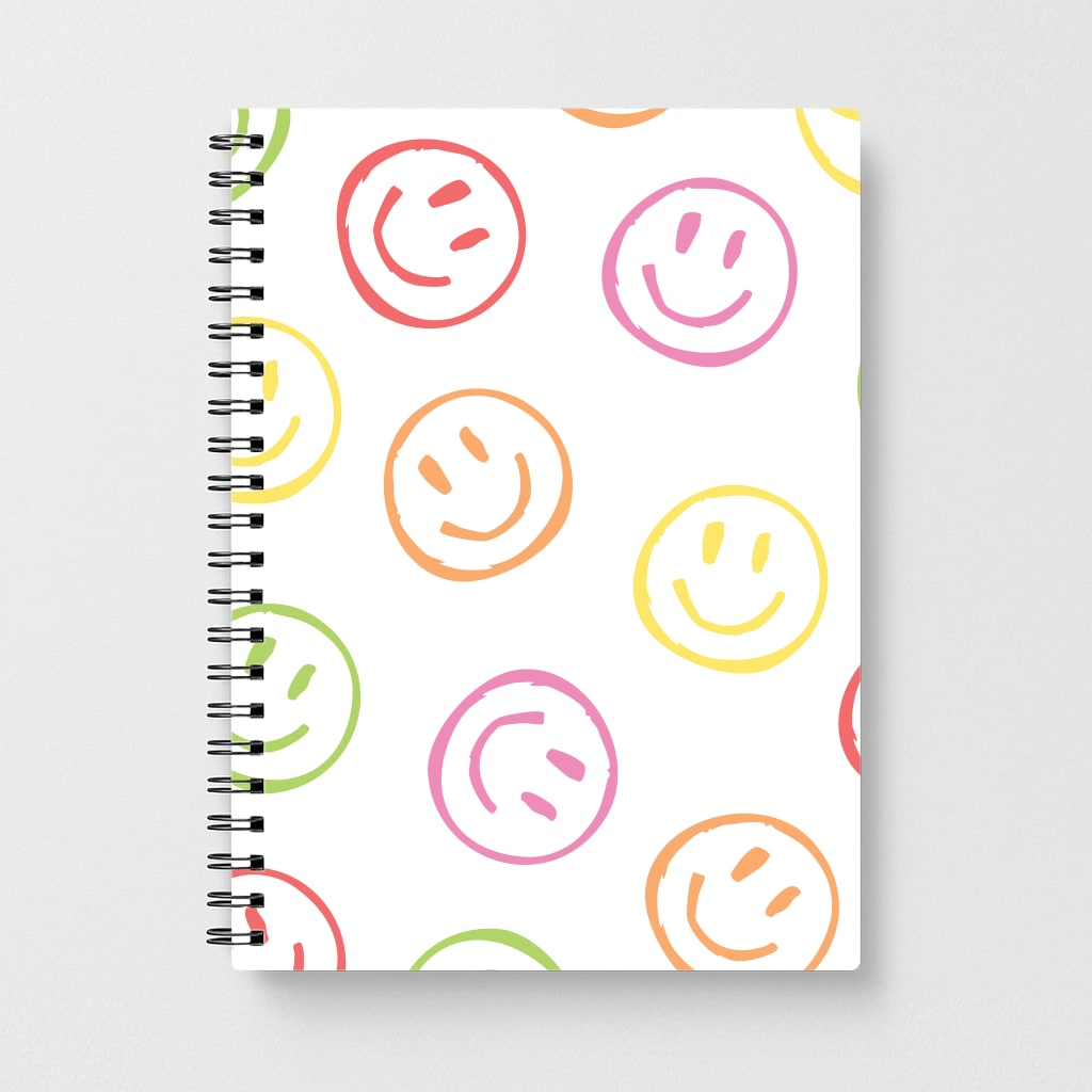 Colourful Sketched Smileys Pattern Notebook