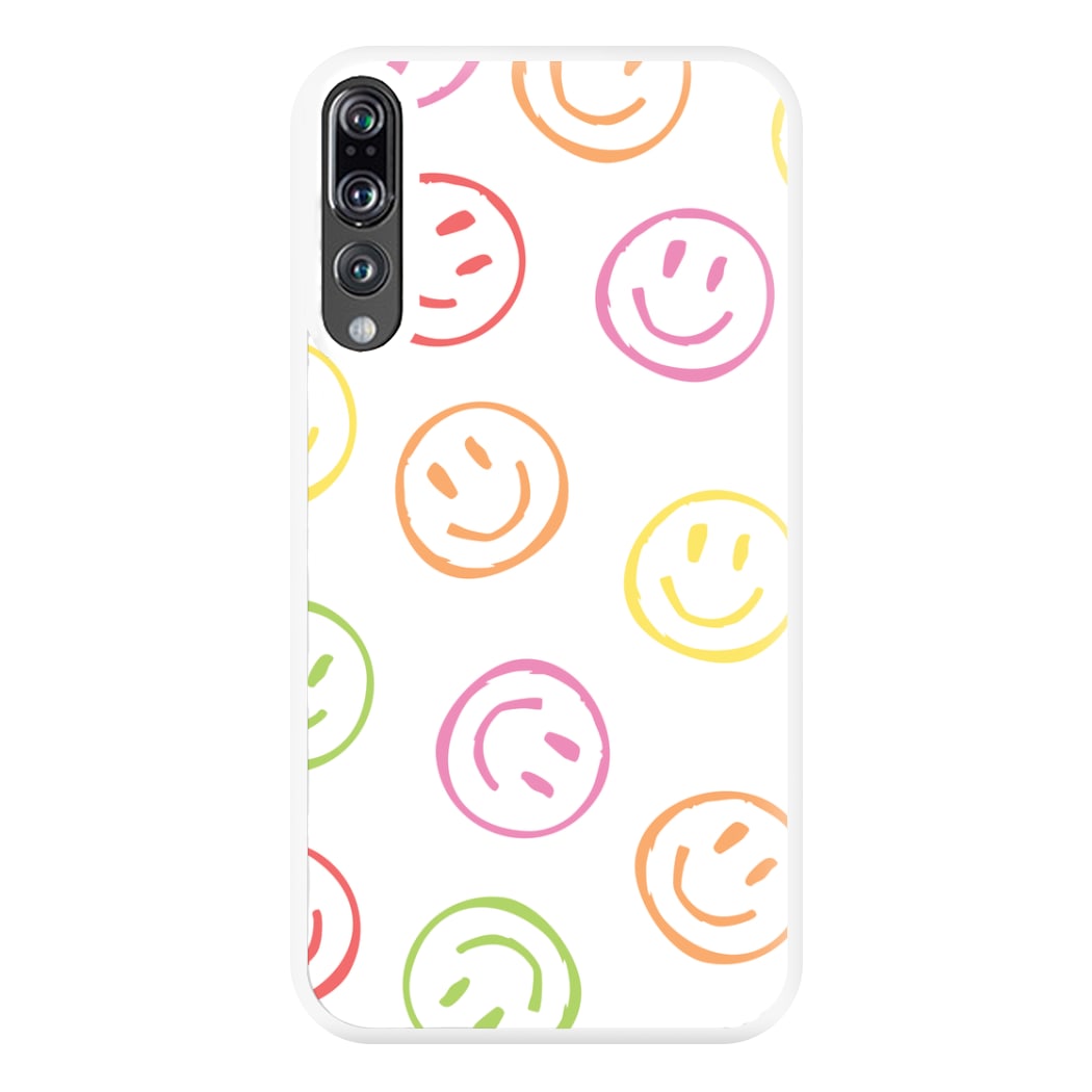 Colourful Sketched Smileys Pattern Phone Case for Huawei P20 Pro