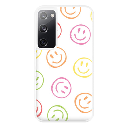 Colourful Sketched Smileys Pattern Phone Case for Galaxy S20