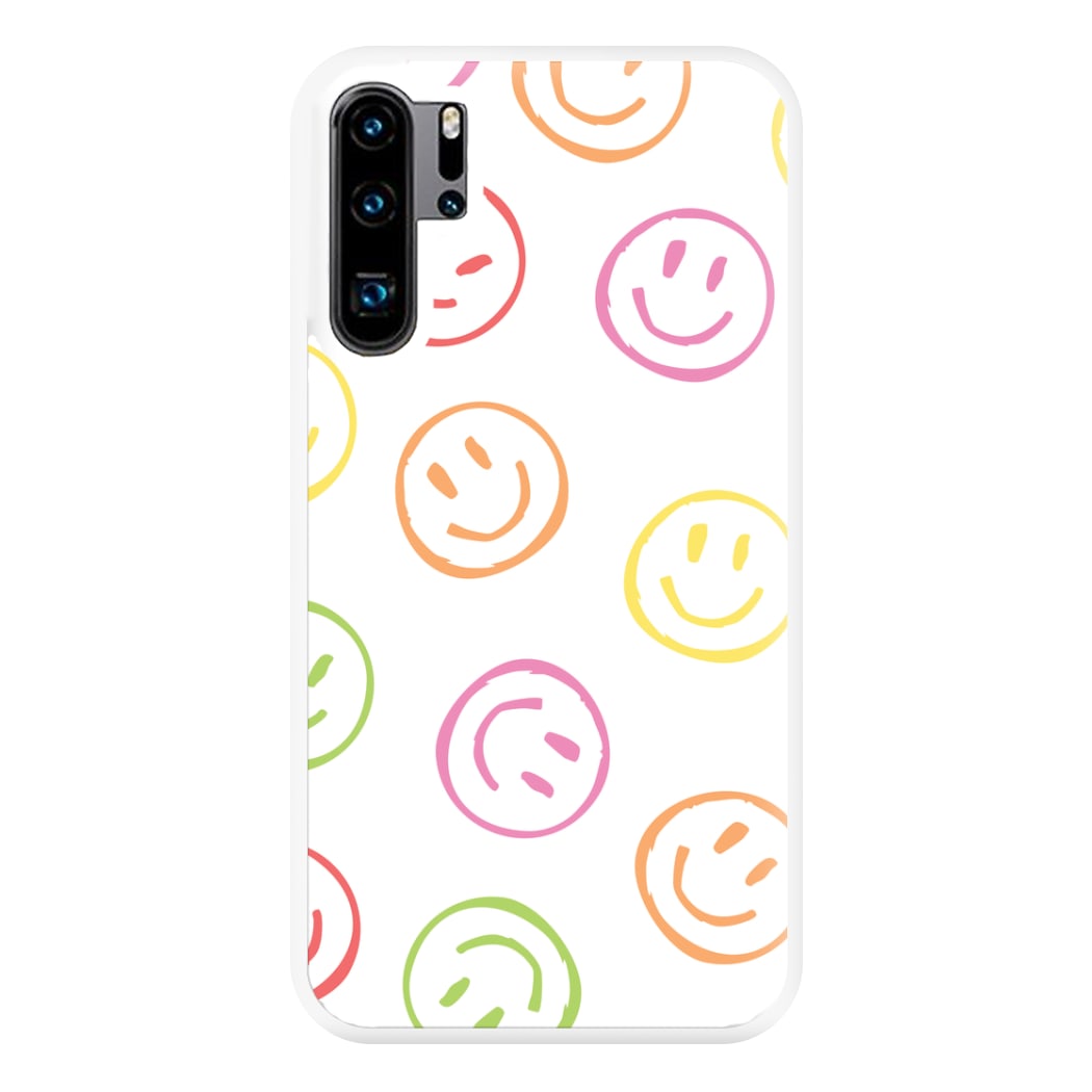 Colourful Sketched Smileys Pattern Phone Case for Huawei P30 Pro