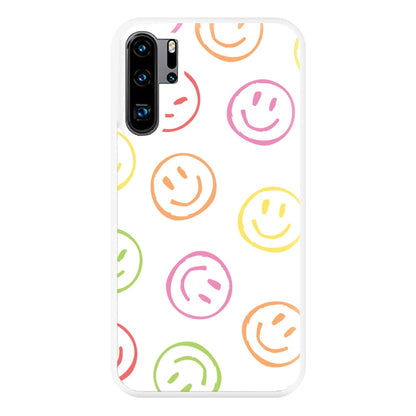 Colourful Sketched Smileys Pattern Phone Case for Huawei P30 Pro