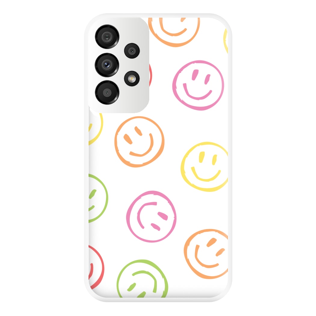 Colourful Sketched Smileys Pattern Phone Case for Galaxy A33