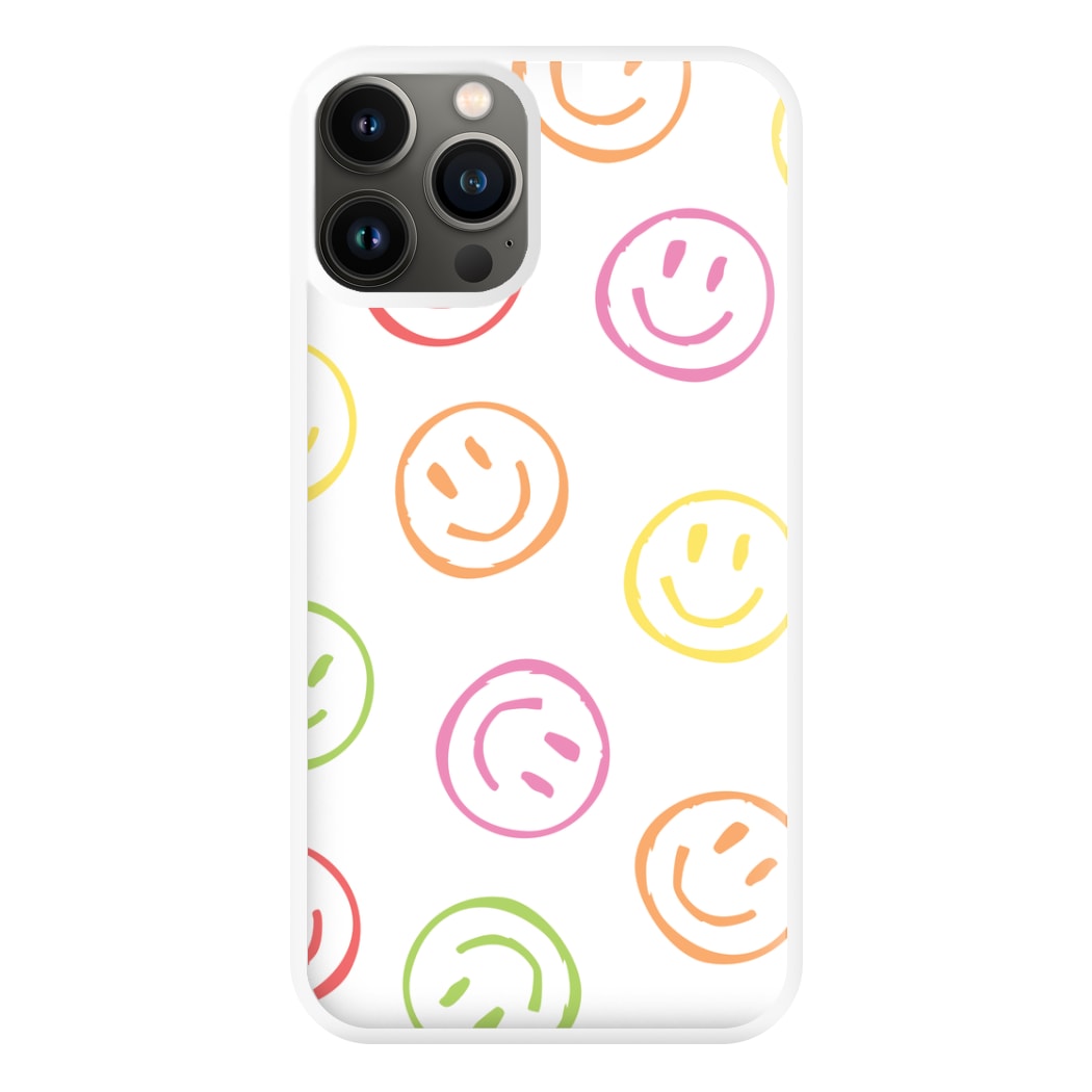 Colourful Sketched Smileys Pattern Phone Case for iPhone 13 Pro Max
