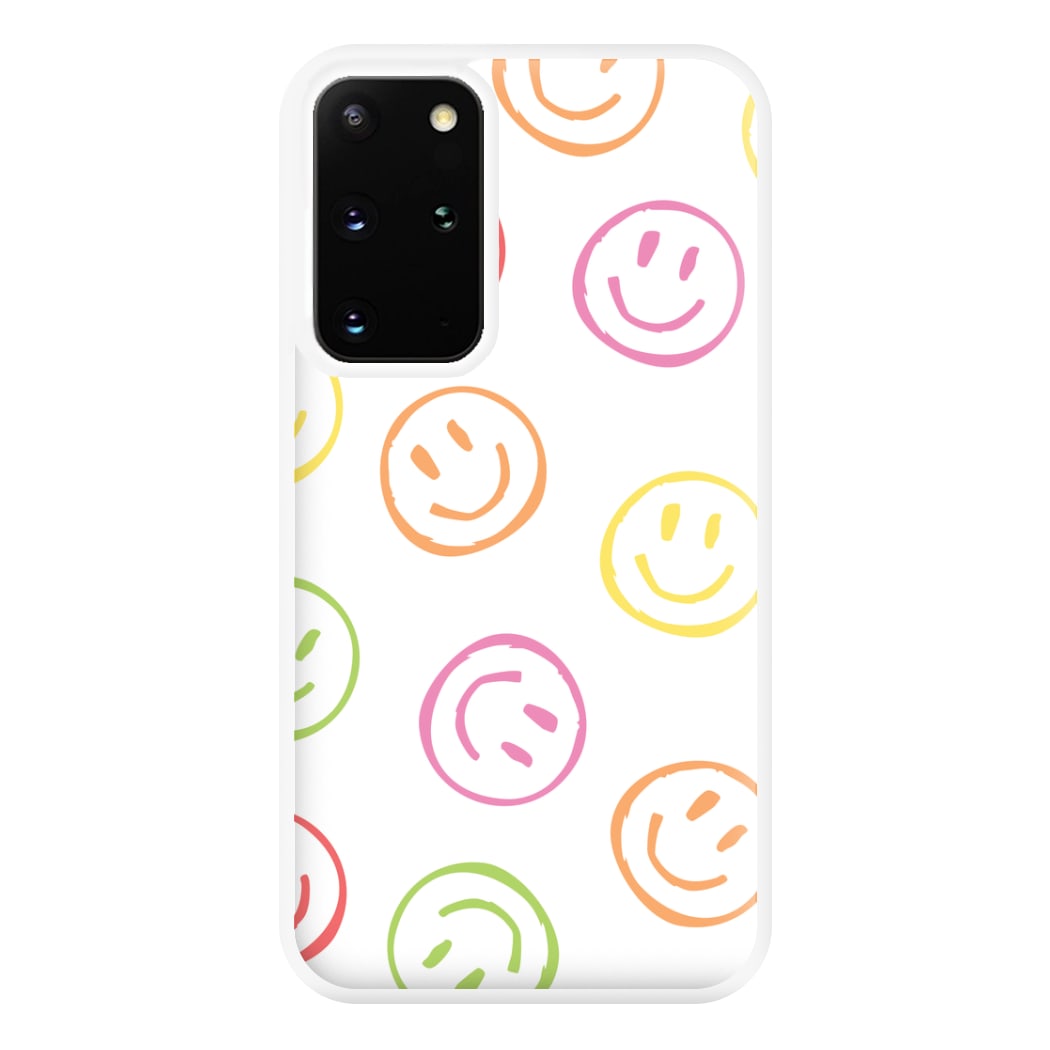 Colourful Sketched Smileys Pattern Phone Case for Galaxy S20 Plus
