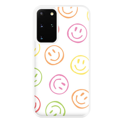 Colourful Sketched Smileys Pattern Phone Case for Galaxy S20 Plus