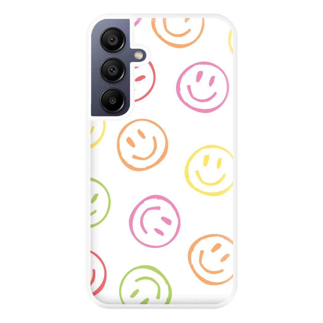 Colourful Sketched Smileys Pattern Phone Case for Galaxy A16