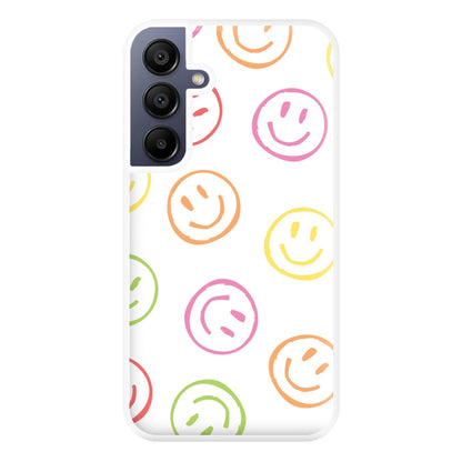 Colourful Sketched Smileys Pattern Phone Case for Galaxy A16