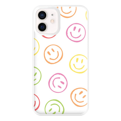 Colourful Sketched Smileys Pattern Phone Case for iPhone 12 Mini