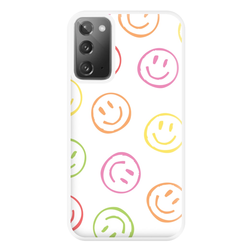 Colourful Sketched Smileys Pattern Phone Case for Galaxy Note 20 Ultra