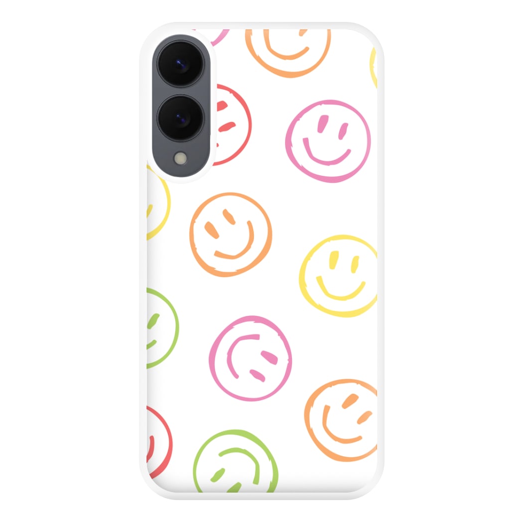 Colourful Sketched Smileys Pattern Phone Case for Galaxy S25 Edge