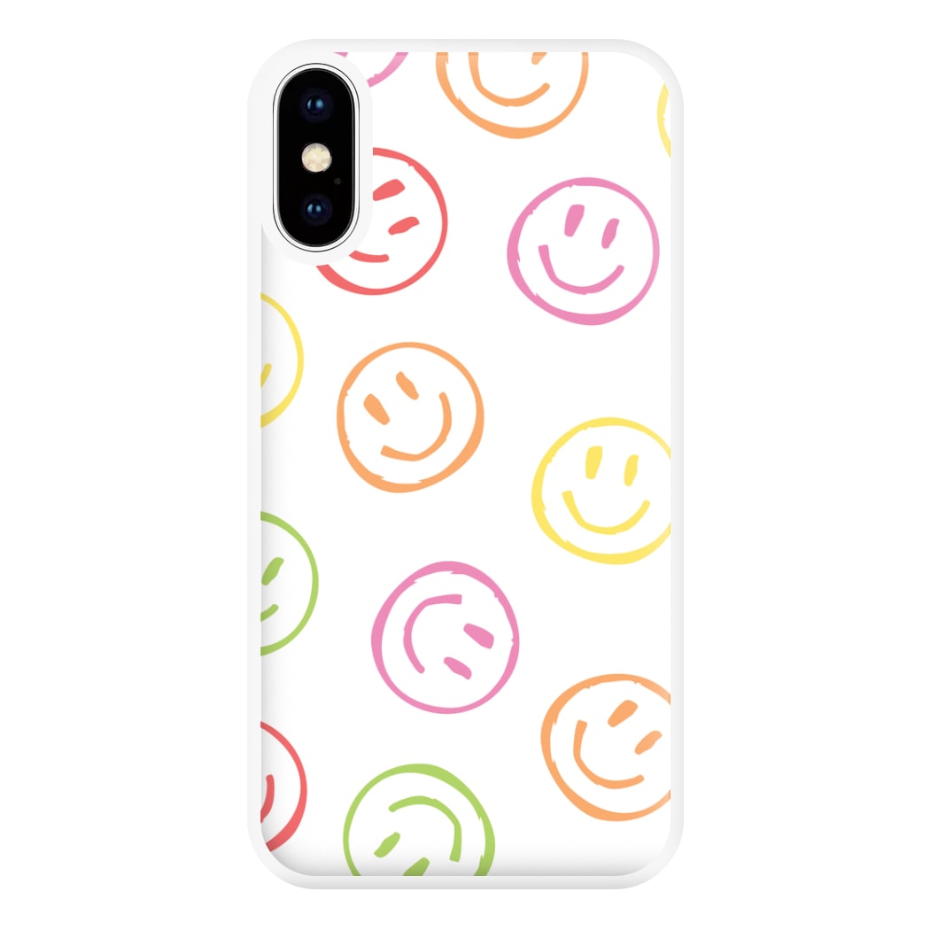 Colourful Sketched Smileys Pattern Phone Case for iPhone XS Max