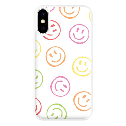 Colourful Sketched Smileys Pattern Phone Case for iPhone XS Max