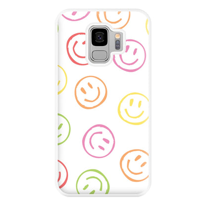 Colourful Sketched Smileys Pattern Phone Case for Galaxy S9 Plus