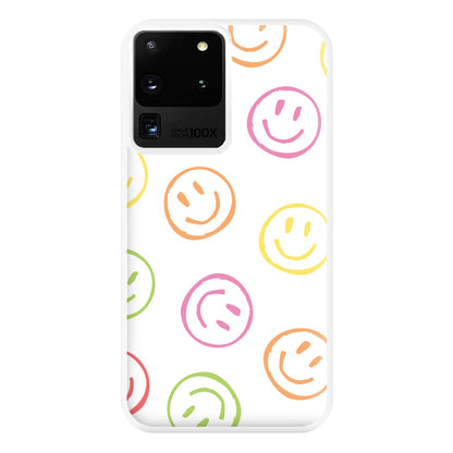 Colourful Sketched Smileys Pattern Phone Case for Galaxy S20 Ultra