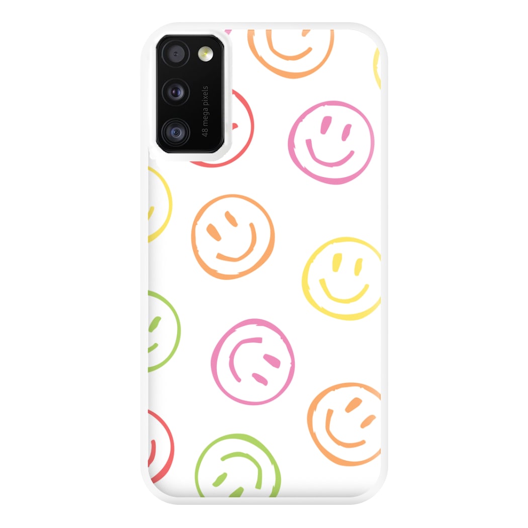 Colourful Sketched Smileys Pattern Phone Case for Galaxy A41