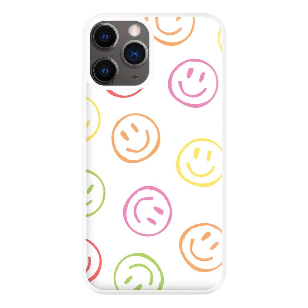 Colourful Sketched Smileys Pattern Phone Case for iPhone 12 Pro Max